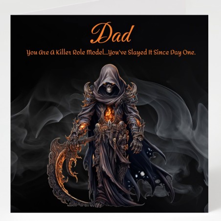 Gothic Fathers Day Card with Matching Gift Tag /Grim Reaper, Dad, Alternative