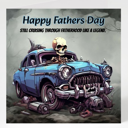 Gothic Fathers Day Card with Matching Gift Tag /Car, Skeleton, Goth, Alternative