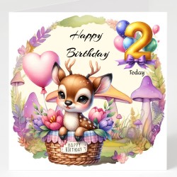 Baby Deer Birthday Card & Matching Gift Tag/ From Age 1-12