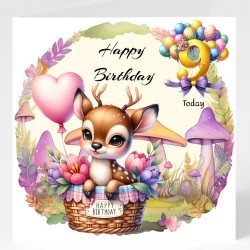 Baby Deer Birthday Card & Matching Gift Tag/ From Age 1-12