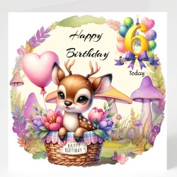 Baby Deer Birthday Card & Matching Gift Tag/ From Age 1-12