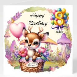 Baby Deer Birthday Card & Matching Gift Tag/ From Age 1-12