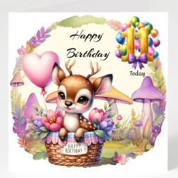 Baby Deer Birthday Card & Matching Gift Tag/ From Age 1-12