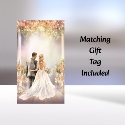 Wedding Day Card & Matching Gift Tag /Elegant, Floral, Couple, Marriage