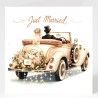 Wedding Day Card & Matching Gift Tag /Elegant, Car, Marriage, Couple