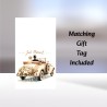 Wedding Day Card & Matching Gift Tag /Elegant, Car, Marriage, Couple