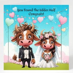 Wedding Day Card & Matching Gift Tag /Funny, Humour, Animal Couple, Marriage
