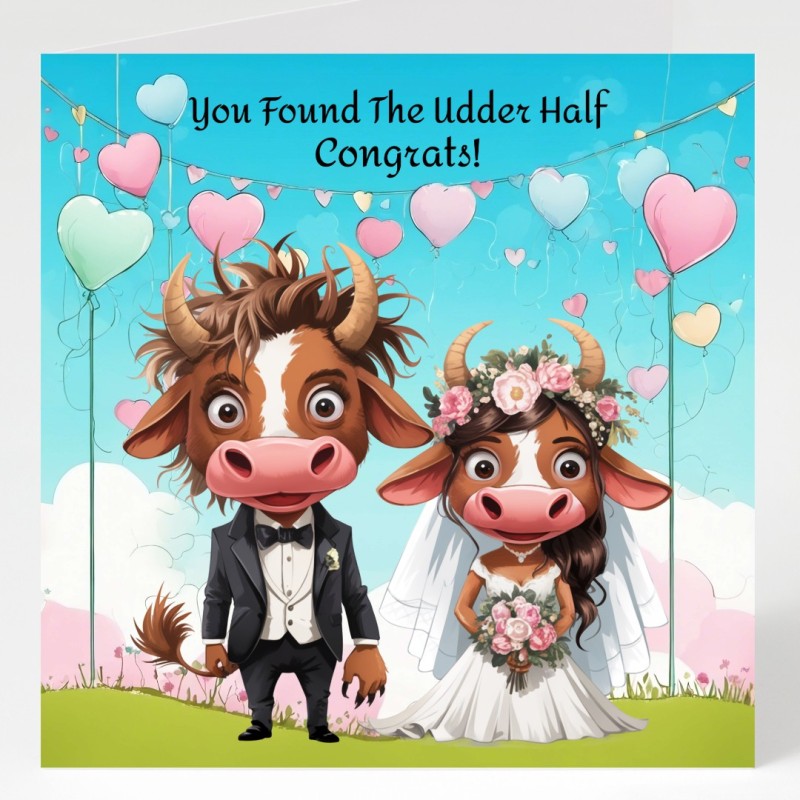 Wedding Day Card & Matching Gift Tag /Funny, Humour, Animal Couple, Marriage