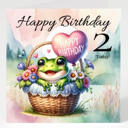 Frog Birthday Card & Matching Gift Tag/ From Age 1-7