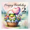 Frog Birthday Card & Matching Gift Tag/ From Age 1-7