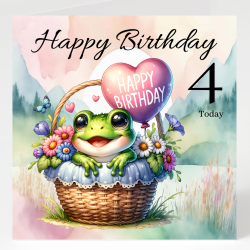 Frog Birthday Card & Matching Gift Tag/ From Age 1-7