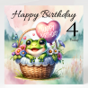 Frog Birthday Card & Matching Gift Tag/ From Age 1-7