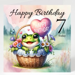 Frog Birthday Card & Matching Gift Tag/ From Age 1-7