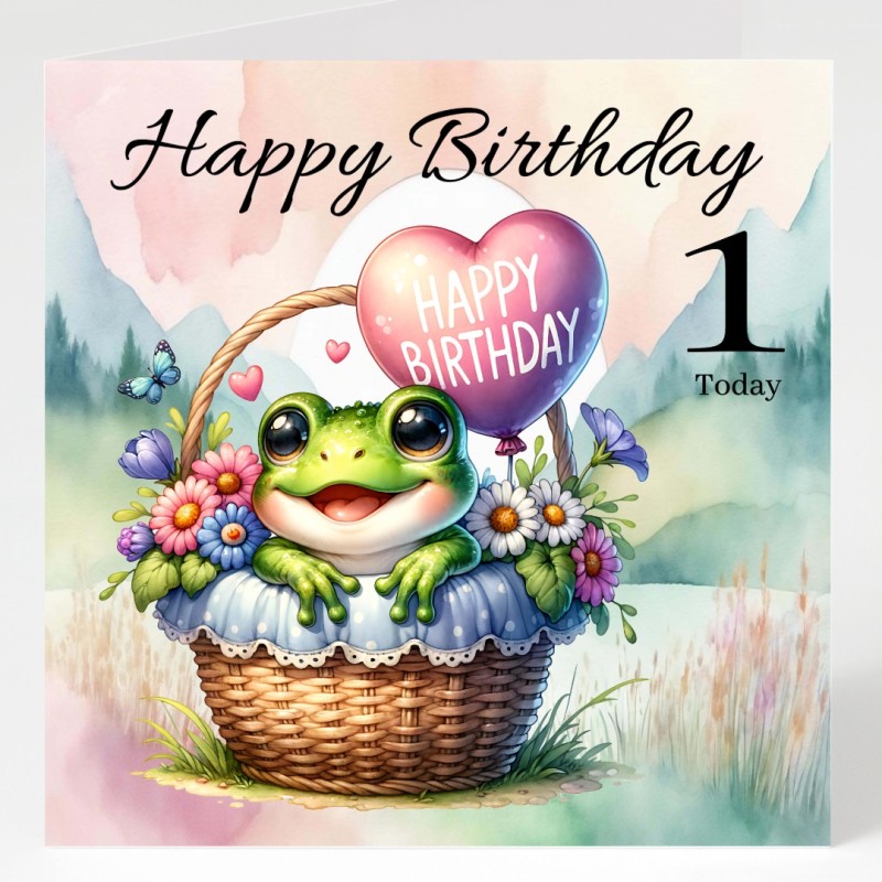 Frog Birthday Card & Matching Gift Tag/ From Age 1-7
