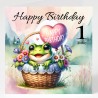 Frog Birthday Card & Matching Gift Tag/ From Age 1-7