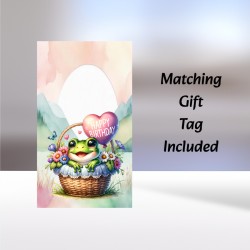 Frog Birthday Card & Matching Gift Tag/ From Age 1-7