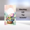 Frog Birthday Card & Matching Gift Tag/ From Age 1-7