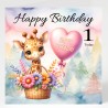 Giraffe Birthday Card & Matching Gift Tag/ From Age 1-7
