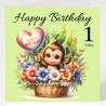 Monkey Birthday Card & Matching Gift Tag/ From Age 1-7