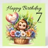 Monkey Birthday Card & Matching Gift Tag/ From Age 1-7