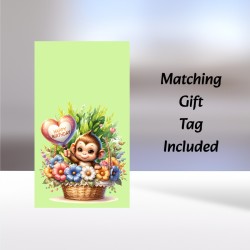 Monkey Birthday Card & Matching Gift Tag/ From Age 1-7