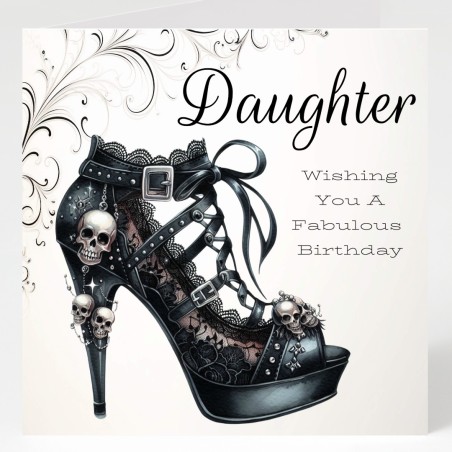Daughter Birthday Card with Gift Tag / Gothic Style, Goth, Alternative Card