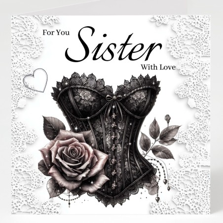 copy of Sister Birthday Card with Gift Tag / Gothic Style, Girl, Alternative Card