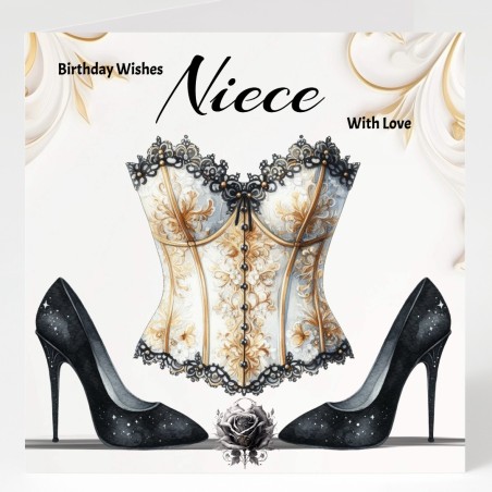 Niece Birthday Card with Gift Tag / Gothic Style, Clothing, Alternative Card