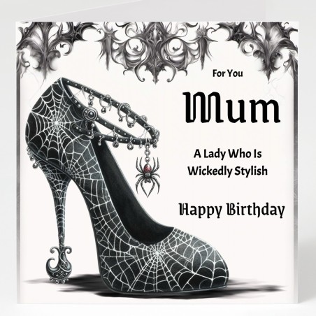 Mum Birthday Card & Gift Tag /Gothic theme, Gothic Shoes, Alternative