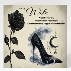 Wife Birthday Card & Matching Gift Tag /Gothic Style, Shoes, Alternative