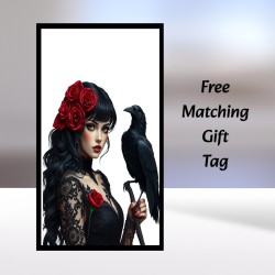 Birthday Card with Matching Gift Tag /Gothic theme, Gothic lady, Alternative