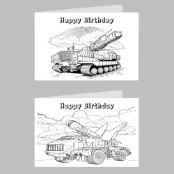 Military Colour In Birthday Card Pack/ Set of 6, Craft, Art, Blank Cards, Kids