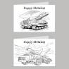 Military Colour In Birthday Card Pack/ Set of 6, Craft, Art, Blank Cards, Kids