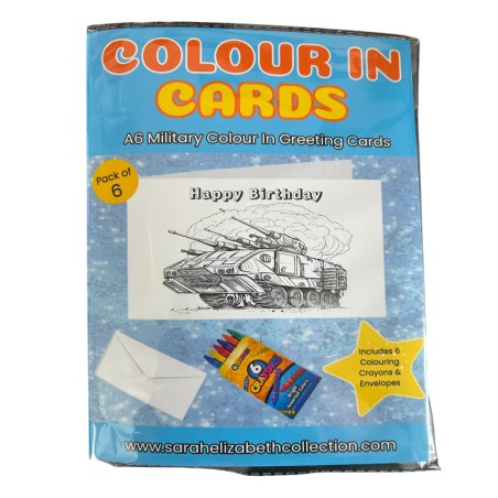 Military Colour In Birthday Card Pack/ Set of 6, Craft, Art, Blank Cards, Kids