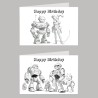 Robot Colour In Birthday Card Pack/ Set of 6, Craft, Art, Blank Cards, Kids