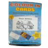 Robot Colour In Birthday Card Pack/ Set of 6, Craft, Art, Blank Cards, Kids