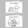 Robot Colour In Birthday Card Pack/ Set of 6, Craft, Art, Blank Cards, Kids