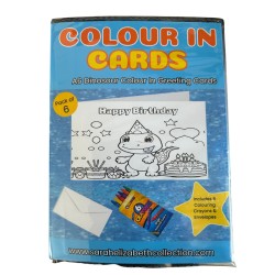 Dinosaur Colour In Birthday Card Pack/ Set of 6, Craft, Art, Blank Cards, Kids