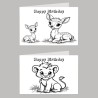 Animal Colour In Birthday Card Pack/ Set of 6, Craft, Art, Blank Cards, Kids