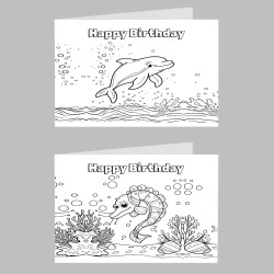Ocean Colour In Birthday Card Pack/ Set of 6, Craft, Art, Blank Cards, Kids