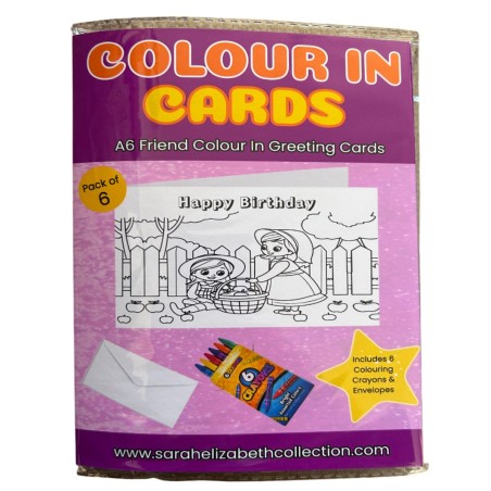 Friends Colour In Birthday Card Pack/ Set of 6, Craft, Art, Blank Cards, Kids
