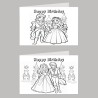 Prince & Princess Colour In Birthday Card Pack/ 6 Set, Craft, Art, Blank, Kids