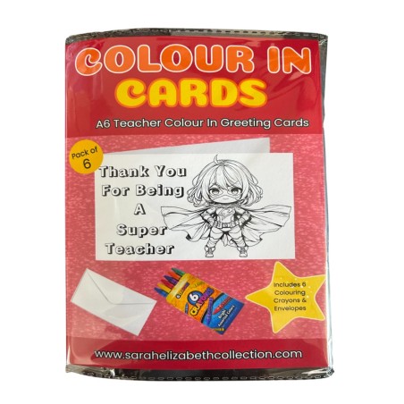 Teacher Colour In Birthday Card Pack/ Set of 6, Craft, Art, Blank Cards, Kids