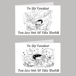 Teacher Colour In Birthday Card Pack/ Set of 6, Craft, Art, Blank Cards, Kids
