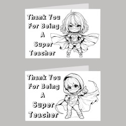Teacher Colour In Birthday Card Pack/ Set of 6, Craft, Art, Blank Cards, Kids