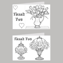Thank You Colour In Birthday Card Pack/ Set of 6, Craft, Art, Blank Cards, Kids
