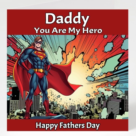 Fathers Day Super Hero Card with Matching Gift Tag / For Him, Dad, Daddy, Hero