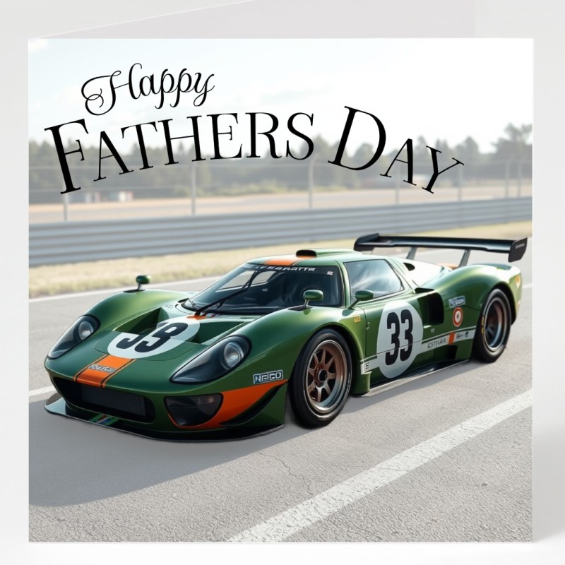 Fathers Day Racing Car Card with Matching Gift Tag / For Him, Dad, Track, Cars