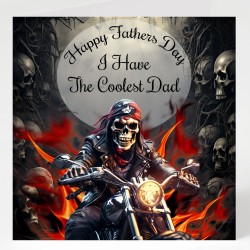 Gothic Fathers Day Card with Matching Gift Tag /For him, Dad, Skull Biker