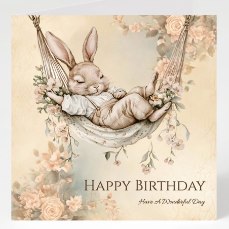 Rabbit Birthday Card & Matching Gift Tag/ Whimsical, Peter Rabbit Style, Bunny
